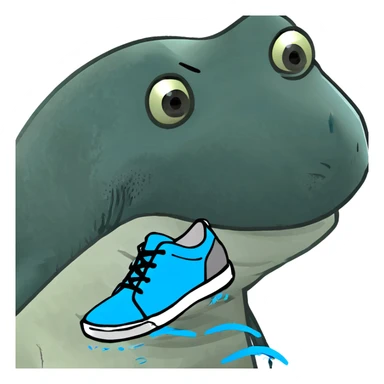 Hazme a un tiburón con zapatos azules sticker