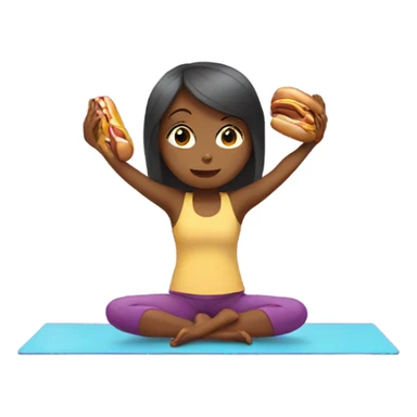 girl doing yoga eating hotdog sticker