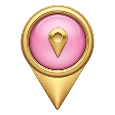 A pink location pin with elegant golden details and accents.  sticker