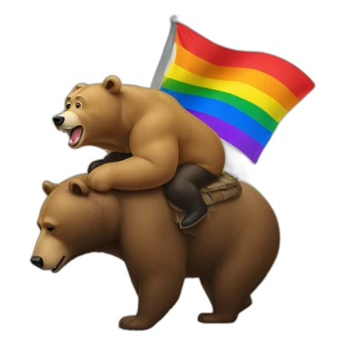 Vladimir putin with pride flag riding on a bear sticker