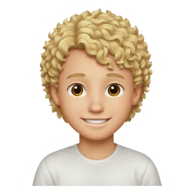 smiling boy in white shirt blonde curly hair  sticker