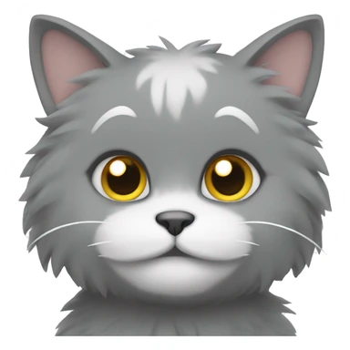 fluffy gray cat with white paws sticker