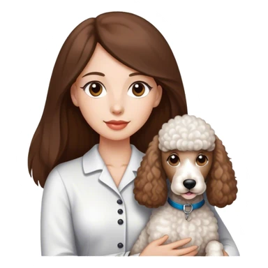 Long straight brown hair brown eyes beautiful women and white standard poodle you're holding sticker