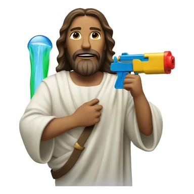 Jesus with a water gun sticker