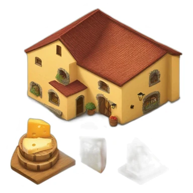 Cheese wine house isometric sticker