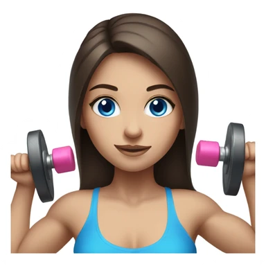 Realistic brunette girl with bright blue eyes lifting weights sticker