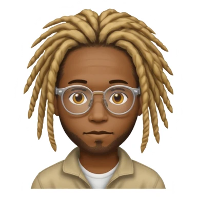  black male with dreads that are medium shirts with honey blond on one side of his hair wearing clear glasses  sticker