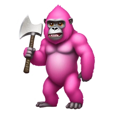 Pink gorilla holding a axe with glitter sticker
