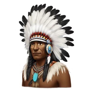 Black Indian chief with headset on and feathers sticker
