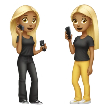 Y2k twin girls with flip phones and flare trousers and y2k hairstyles sticker