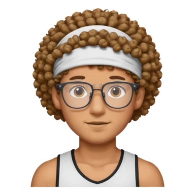curly guy with headband and glassess athlete sticker