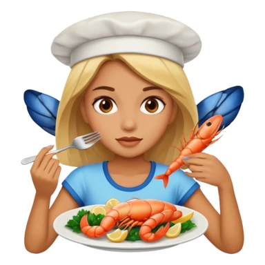 A girl eating seafood sticker
