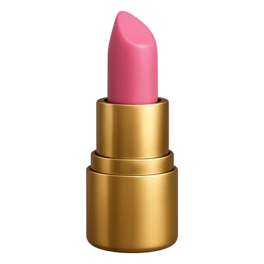 Realistic lipstick emoji with gold case, pink lipstick, photorealistic style. Remove background. sticker