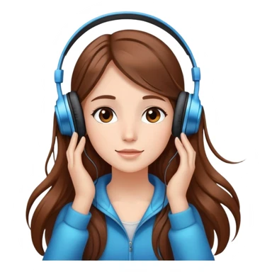 girl with long brown hair listening to music with headphones and stars girl with long brown hair listening to music with headphones and ✨  sticker