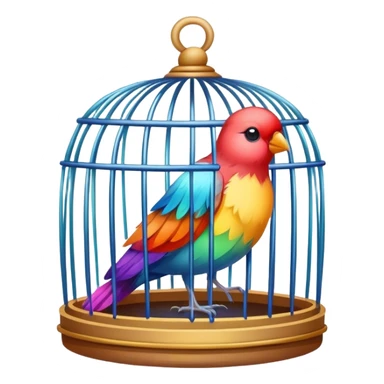 a bird trapped in a cage sticker