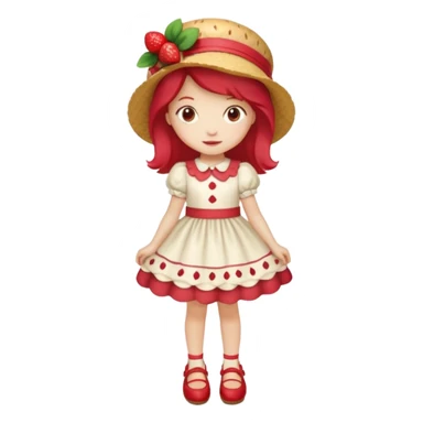 pretty and cute modern day strawberry shortcake full body with red shoes emoji sticker