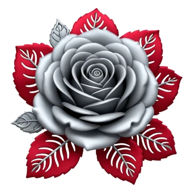 Black and silver filigree rose, 3D, extremely detailed design sticker