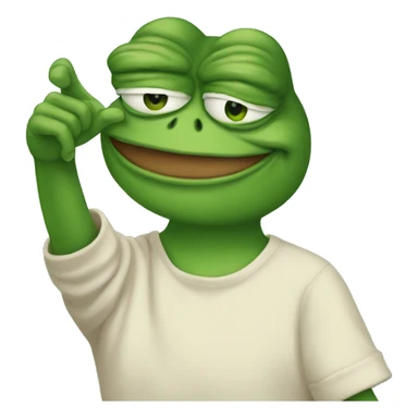 Pepe the frog in full growth points with his finger sticker