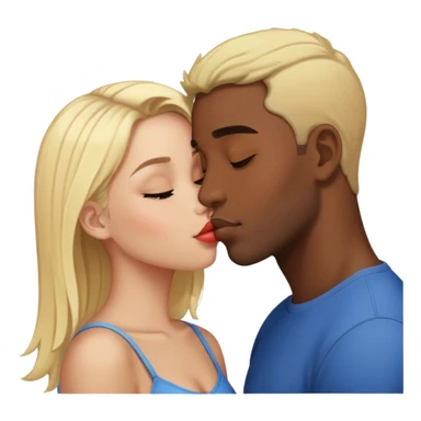 black girl kissing black guy with blonde hair like this 👩‍❤️‍💋‍👨 sticker