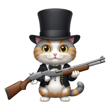 A cat with a top hat and a 24-gauge shotgun sticker