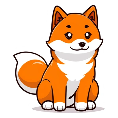 black Shiba Inu dog with fox-like appearance and curled tail sticker