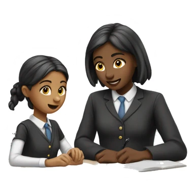 Two schoolgirl at the desk are talkng sticker