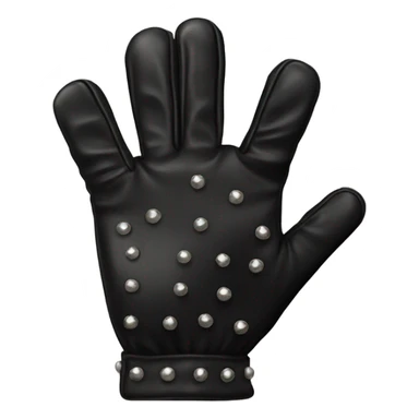 black studded leather glove with a face sticker