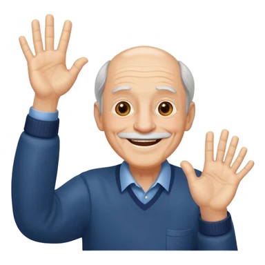Old man smiling holding up jazz hands  sticker