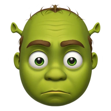 Shrek with a sad expression, emoji style sticker