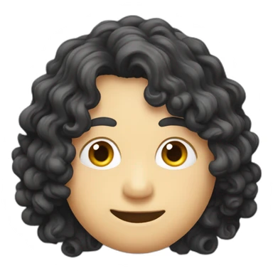 tim robinson face but his hair is shoulder length curly black hair, wide triangular shape sticker