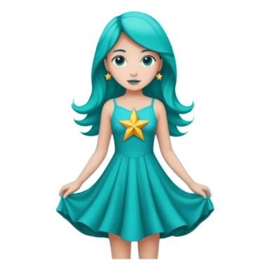 star wearing a turquoise dress shaped into a real star not a human sticker