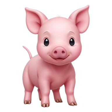 cinematic-[realistic piglet]-realistic-full-body-standing-emoji,-tail-flicking-lazily,-head-tilted-dramatically,-sleek-[pink]-skin,-simplified-yet-realistic-focused-features,-highly-detailed,-glowing-with-an-almost-sarcastic-glow sticker