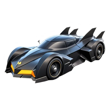  the animated series aerodynamic dark futuristic concept Batmobile loosely based on 1976 Cadillac coupe (flat long straight faceted mechanical body) winged stealthy street hot rod  sticker