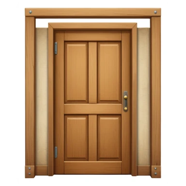 a wooden door that is wide open. The door is not closed, it is open! The door frame is simple and matches the wood tone of the door. sticker