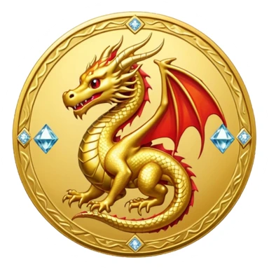 diamond coin with a dragon at the center  sticker