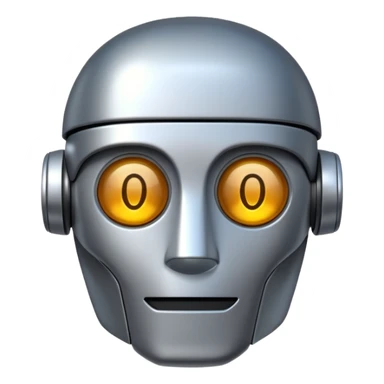 A robot shaped emoji for labeling AI generated content as AI generated. In place of the face, there should be the text A.I. sticker