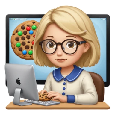 cookie clicker addict girl at computer sticker