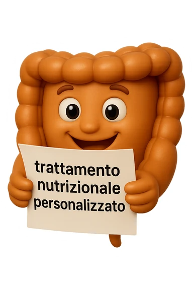 emoji stile iphone di un intestino felice che legge un foglio con la scritta "trattamento nutrizionale personalizzato", non fargli il naso, iperrealistico 4k sticker
