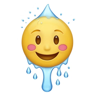 An animation of an emoji showing happy face when water is poured on it sticker