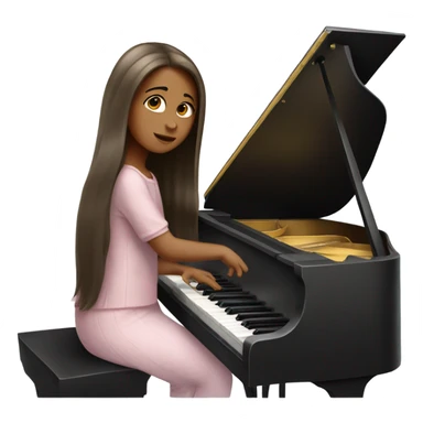 piano girl with long hair playing piano  sticker