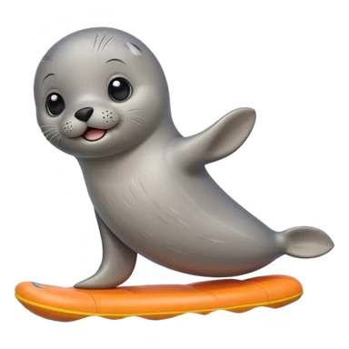 A cute seal pup with floaties on both flippers, kicking excitedly near lane markers. sticker