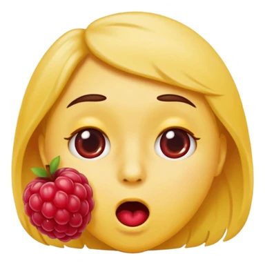 face blowing a raspberry, styled to closely match the Apple smiley face emoji, yellow color, simple round features, classic Apple emoji expression sticker