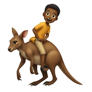 boy riding a kangaroo's back. sticker