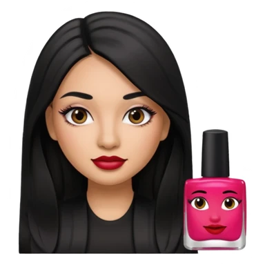 latina girl with straight long hair thats black memoji with nail no lipstick thats a baddie with lashes sticker