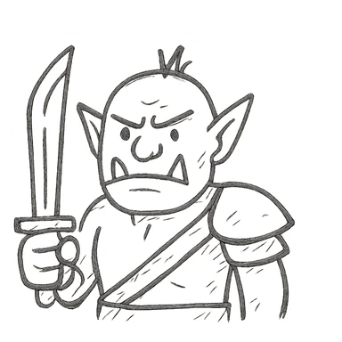 orc warrior, hand-drawn outlined icon, rough sketchy lines, expressive sticker