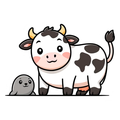 cow & seal  sticker