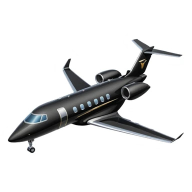 Black private jet, profile view sticker
