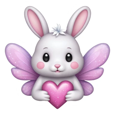 Fairy glitter bunny with heart sticker