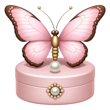 A pastel pink and mocha-colored butterfly resting on a pearl-adorned trinket box.
 sticker