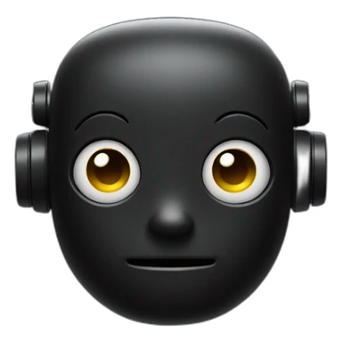 cute matte black robot face sticker